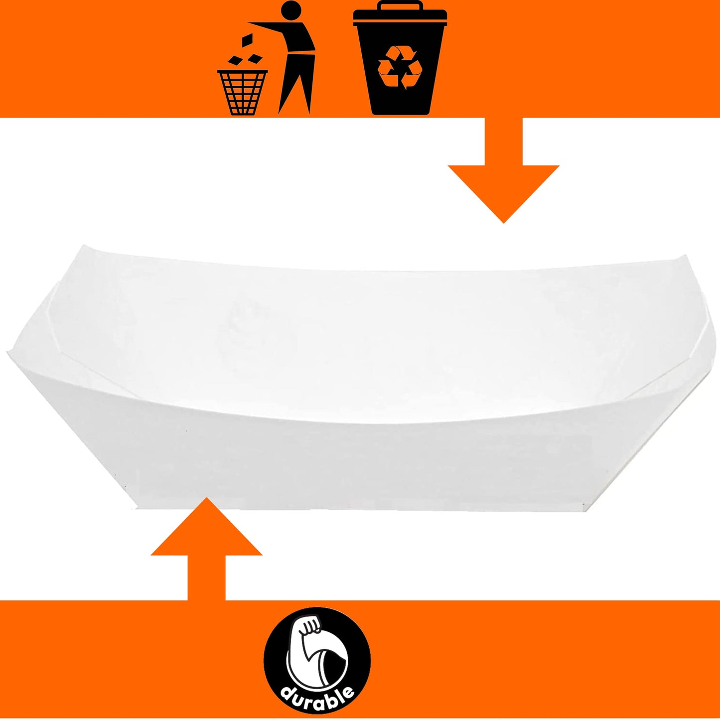 Mr Miracle Kraft Paper Food Tray. 2 Pound Size. Disposable, Recyclable and Fully Biodegradable. Made in USA