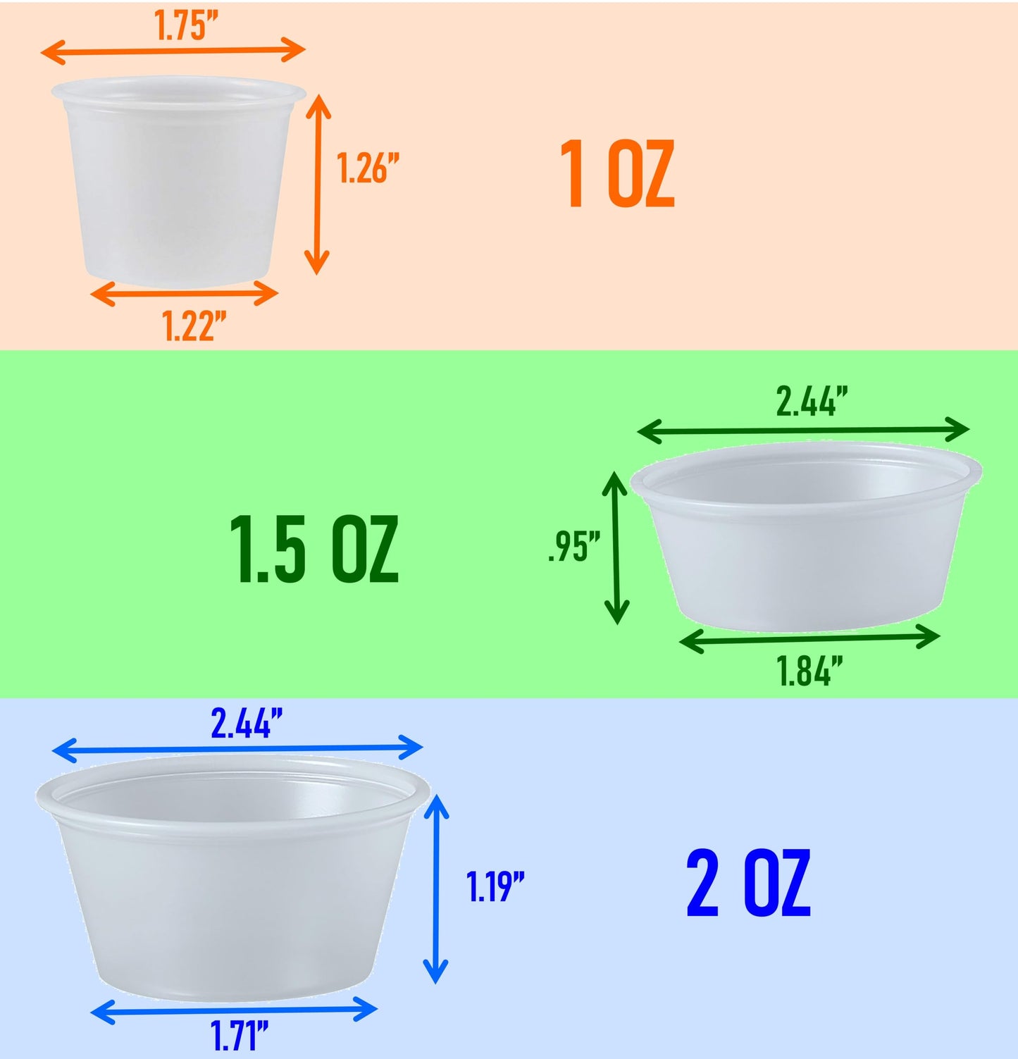 Mr. Miracle Jello Shot Souffle Cups and Lids. Translucent. Multi Packs
