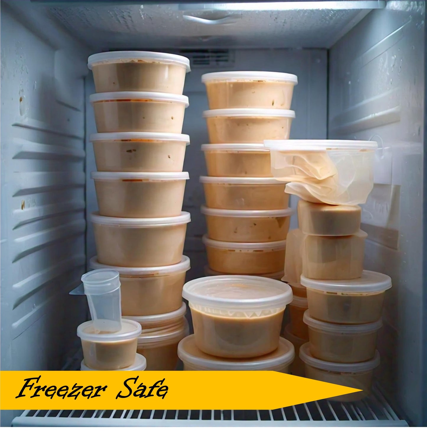 Mr. Miracle 16 Oz Food and Multi-Purpose Plastic Deli Containers with Matching Lids. Sealable. Non-Leaking. Microwavable, Freezer and Dishwasher Safe