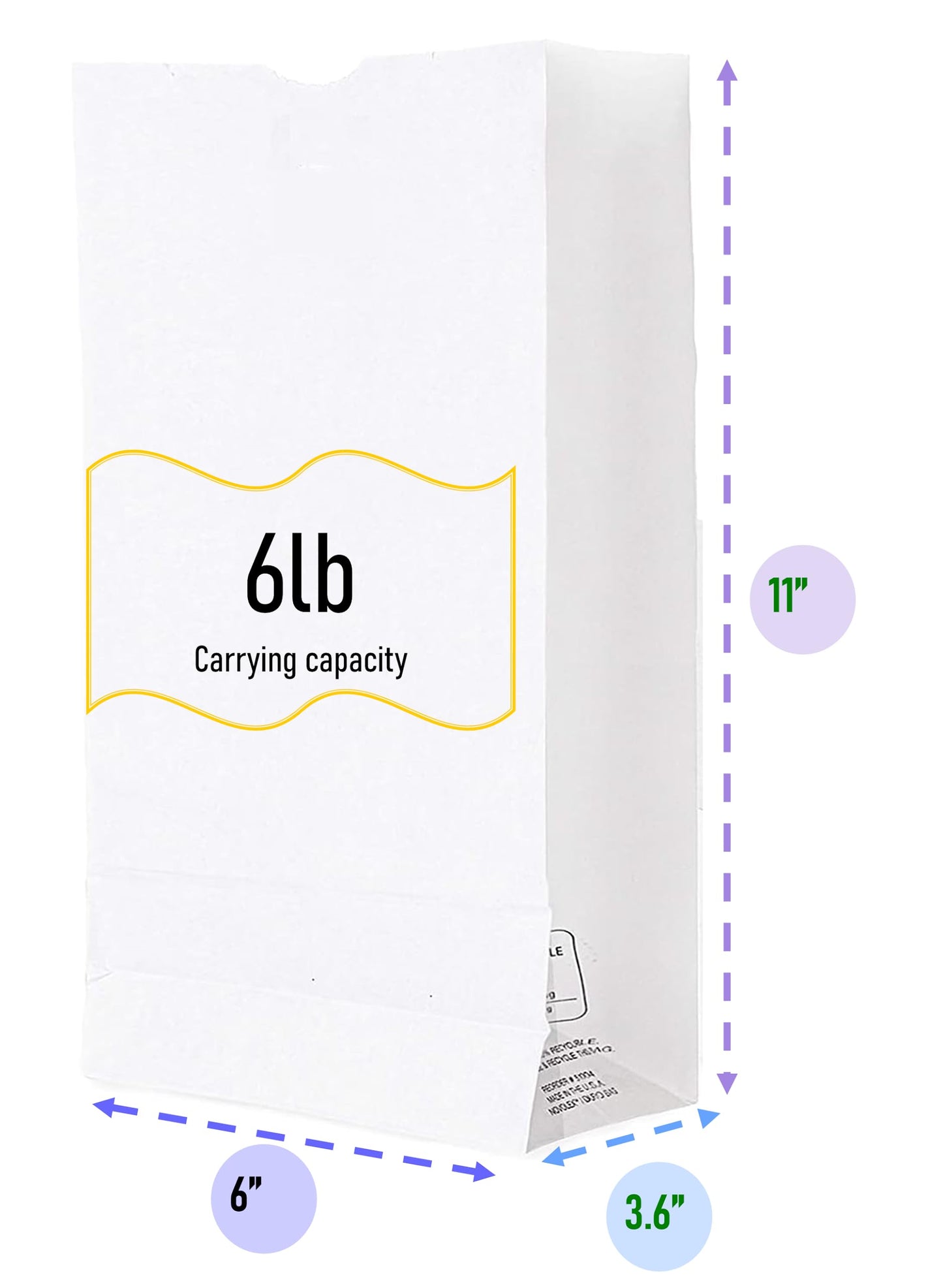 6LB White Paper Lunch Bags - Pack of 200 Durable, Recyclable, and Biodegradable Snack Bags for Food Storage - Great for Lunch, Crafts, Concessions, Cafes, and Delis