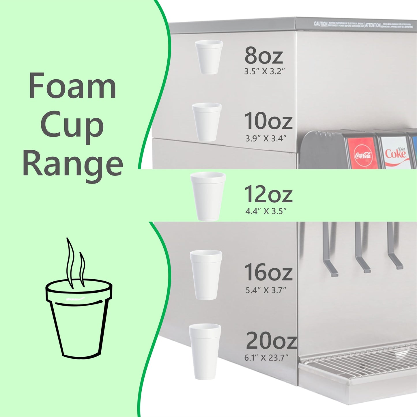 Foam Cups for Hot and Cold Drinks With Lids, USA-Made 50-Pack - Ideal Styrofoam Coffee Cups, Insulating To-Go Cups for Soda, Tea, Juice - Sturdy, Disposable and comparable to Industry standard