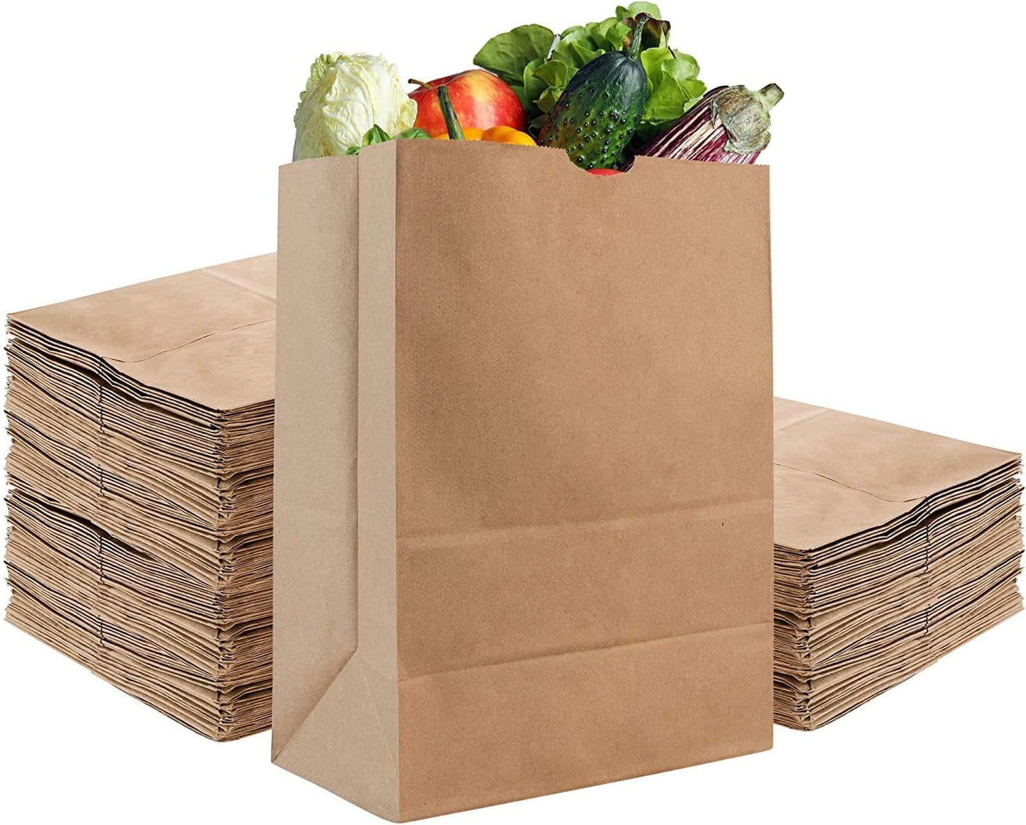 57 Lb Large Kraft Paper Grocery Bags with Handles - 12 x 17 x 7 - Durable, Reusable & Eco-Friendly Shopping Bags, Brown Kraft Take-Out Bags for Retail, To-Go, Any Occasion