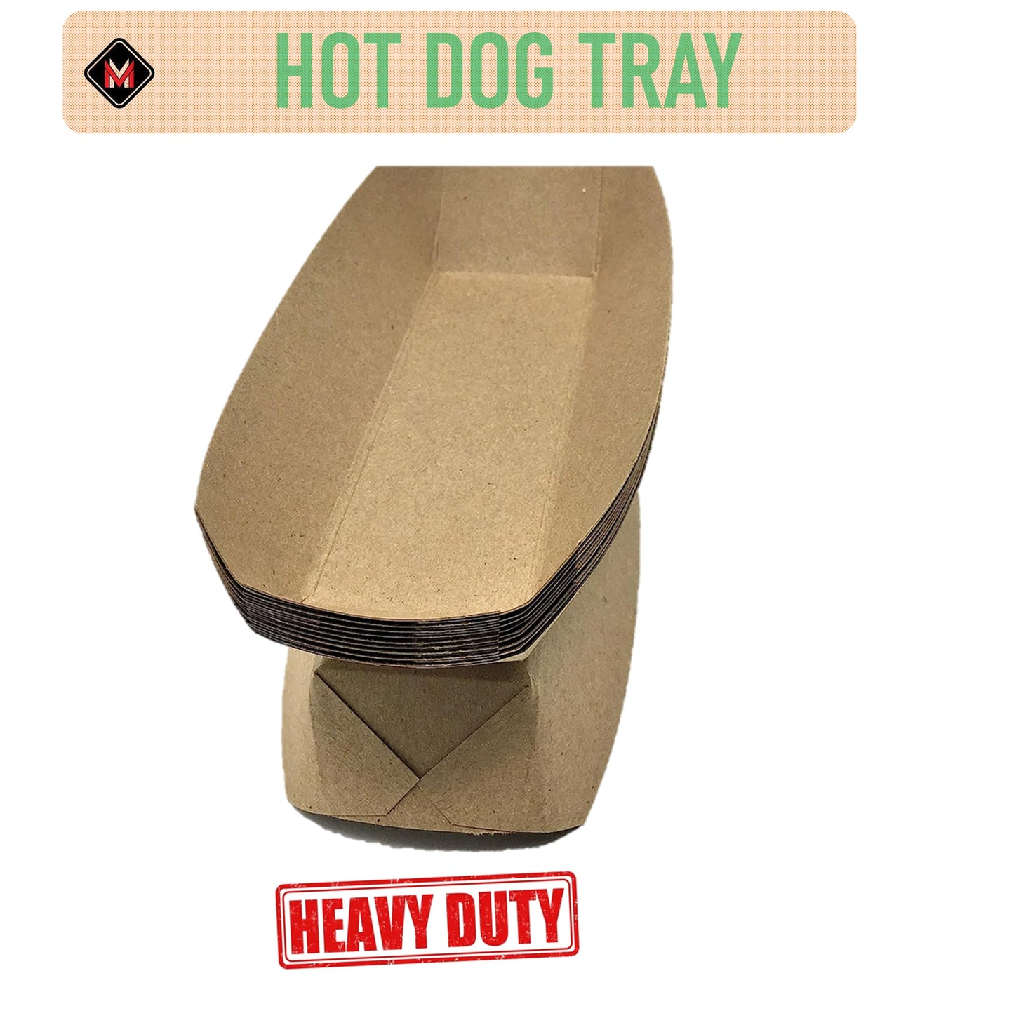 Mr Miracle 7 Inch Paper Hot Dog Tray in Red White Pattern. Disposable, Recyclable and Fully Biodegradable.