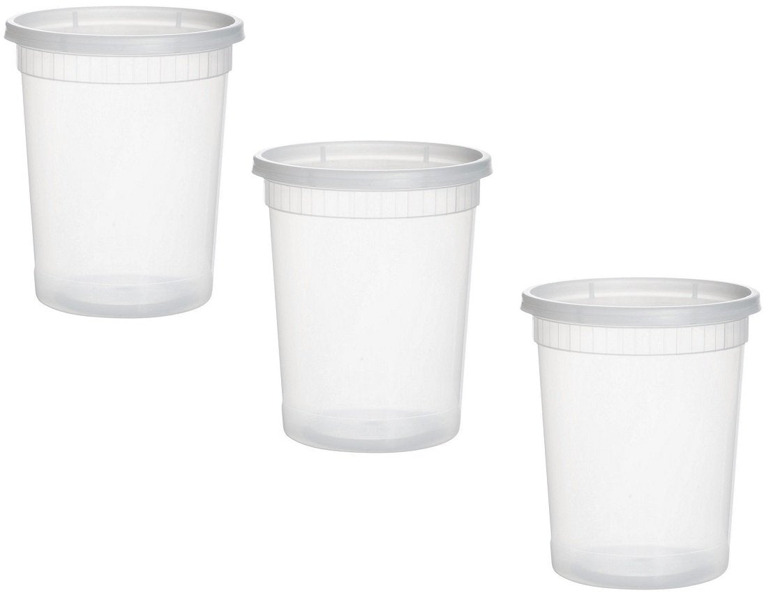 Mr. Miracle 16 Oz Food and Multi-Purpose Plastic Deli Containers with Matching Lids. Sealable. Non-Leaking. Microwavable, Freezer and Dishwasher Safe