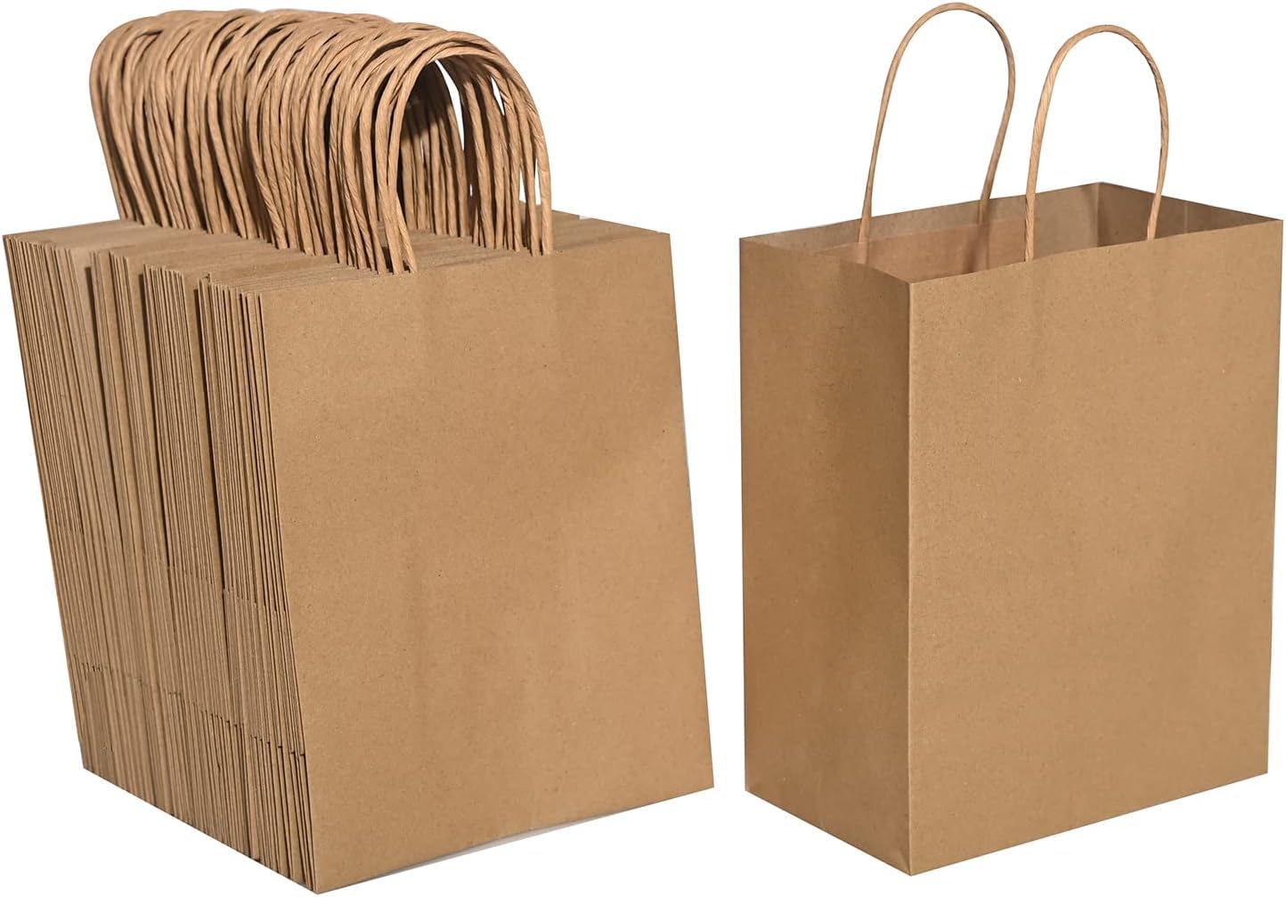 57 Lb Large Kraft Paper Grocery Bags with Handles - 12 x 17 x 7 - Durable, Reusable & Eco-Friendly Shopping Bags, Brown Kraft Take-Out Bags for Retail, To-Go, Any Occasion