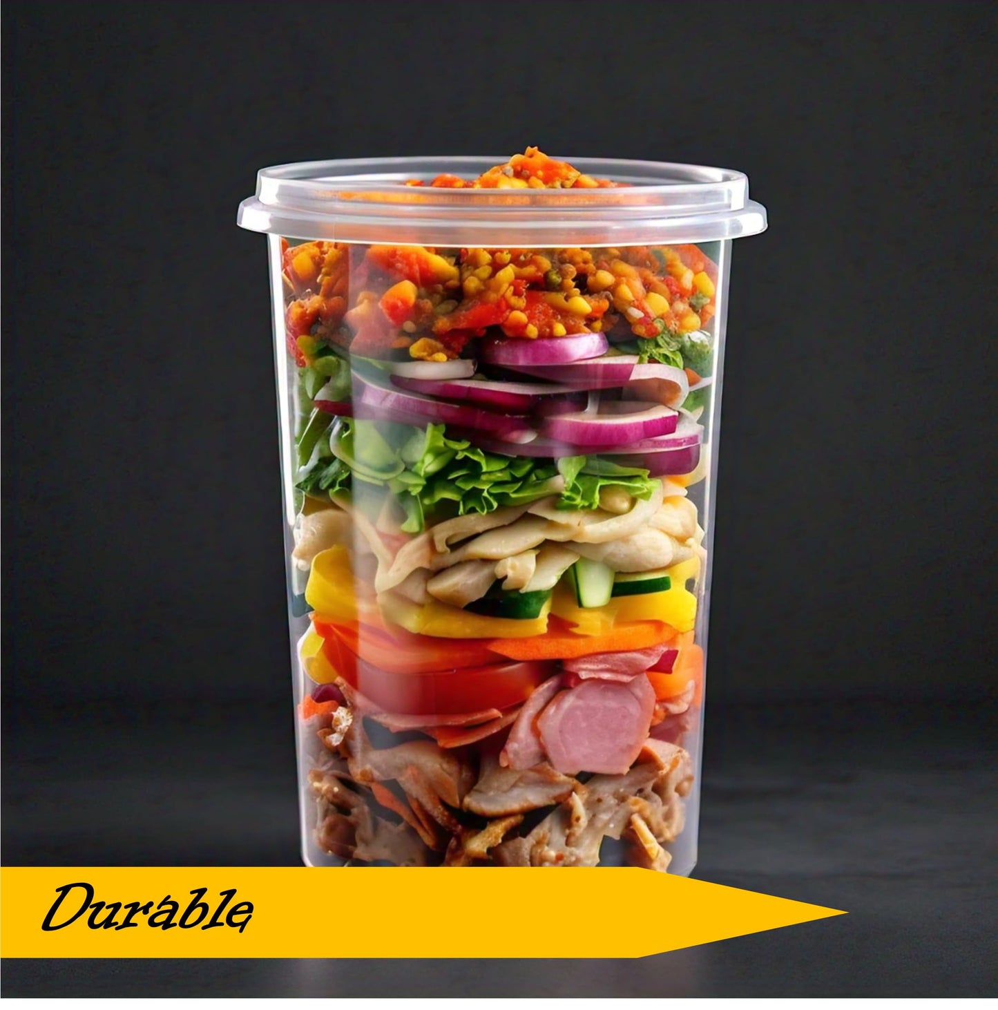 Mr. Miracle 16 Oz Food and Multi-Purpose Plastic Deli Containers with Matching Lids. Sealable. Non-Leaking. Microwavable, Freezer and Dishwasher Safe