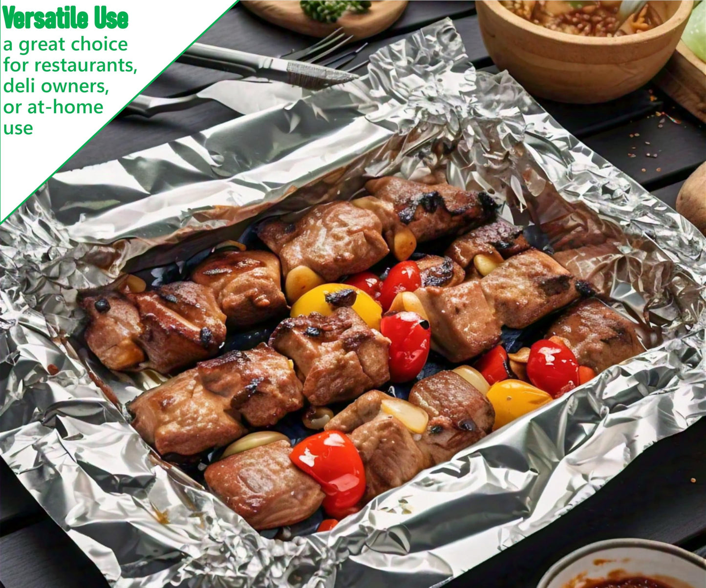 Heavy Duty Aluminum Foil Roll with Easy Tear Dispenser - 200 FT x 12 Inch Wide Tin Foil for Food Wrapping, BBQ, Grilling & Roasting - Non-Stick Aluminum Roll for Kitchen Use
