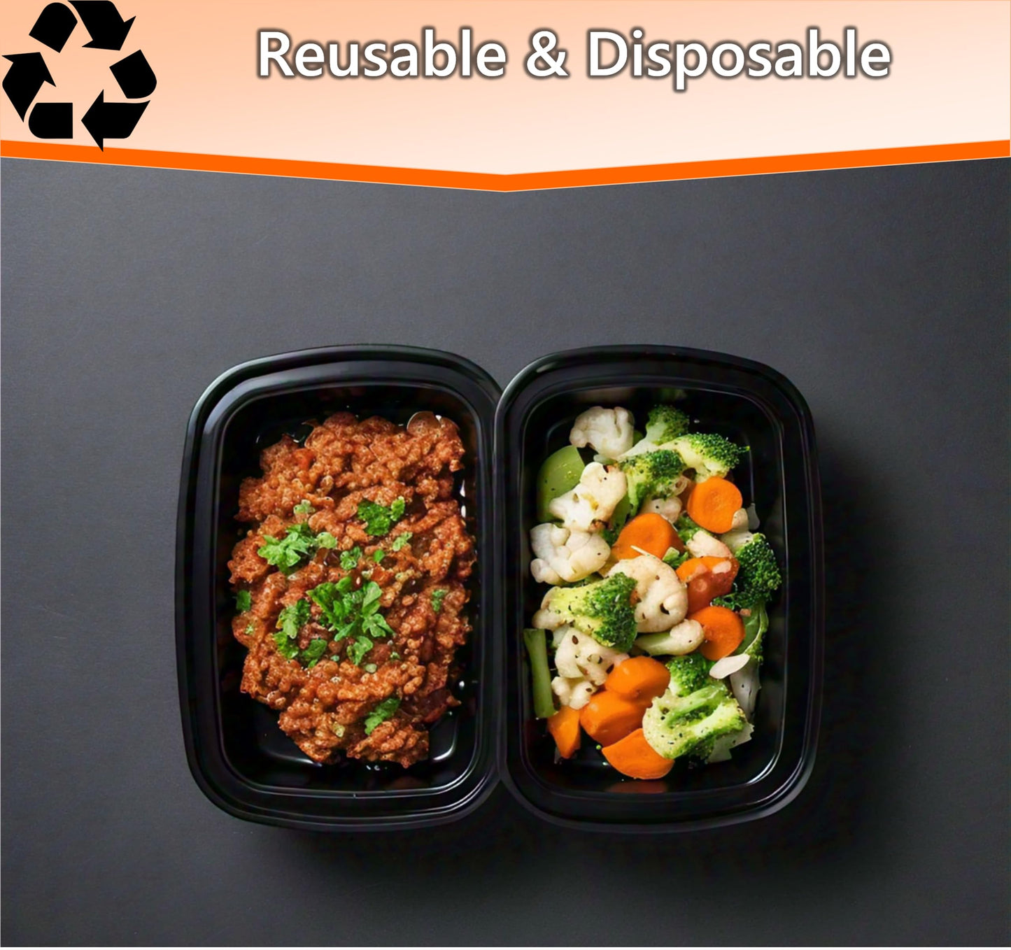 Mr Miracle Clear Plastic Takeout Containers - Durable and Sturdy Clamshell Food Boxes for To-Go and Storage Disposable Clam Shell Containers, Bulk Pack - Easy Open Hinge Design