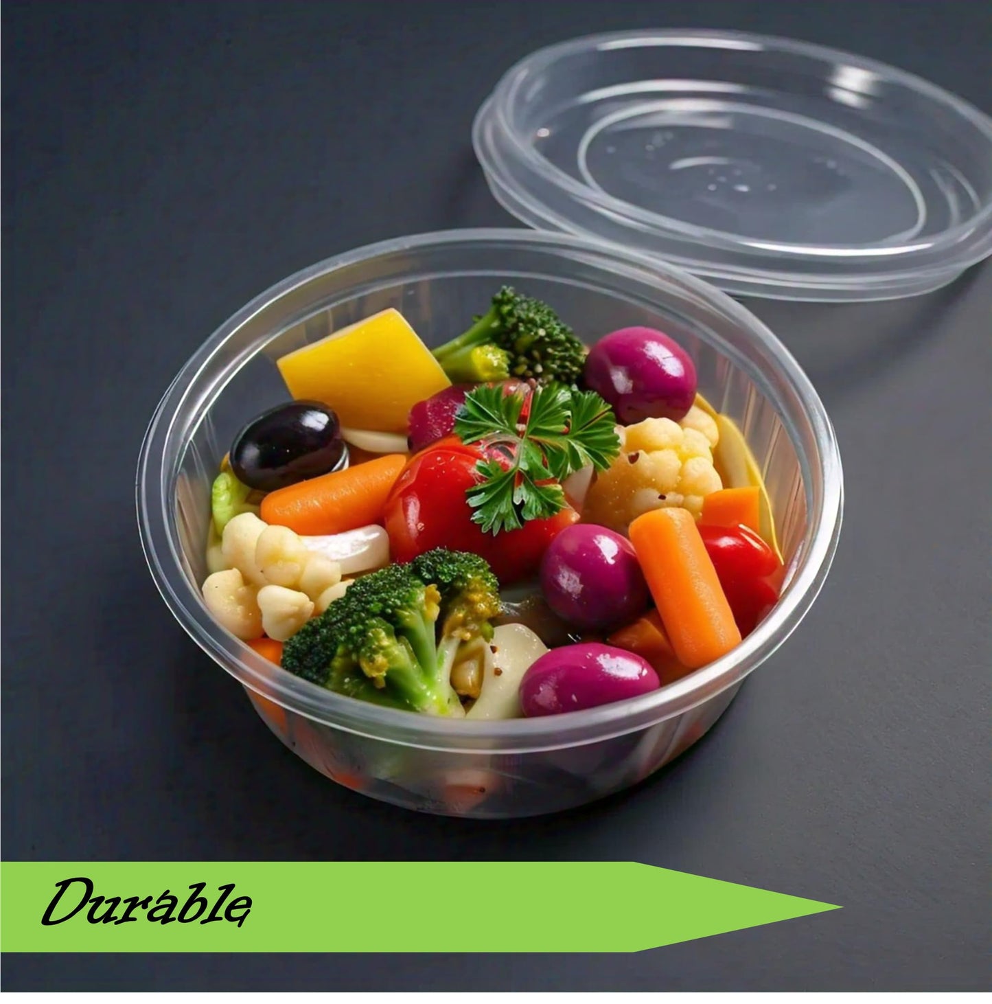 Mr. Miracle 16 Oz Food and Multi-Purpose Plastic Deli Containers with Matching Lids. Sealable. Non-Leaking. Microwavable, Freezer and Dishwasher Safe