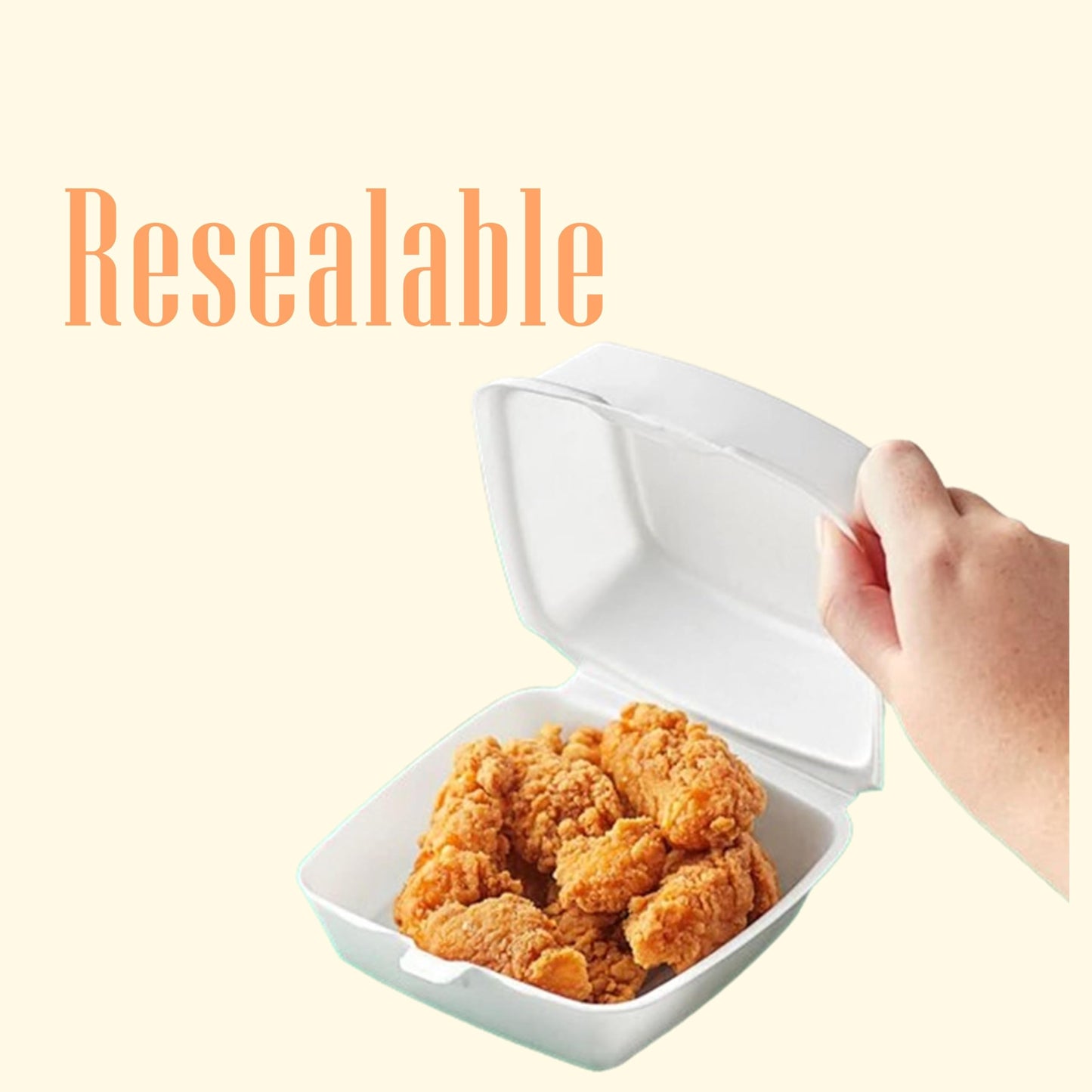 Foam Containers, Disposable Clamshell Styrafoam Containers for Food - Hinged Lid, Multi Pack, Restaurant to Go Trays, Lunch Container with Recessed Lid for Stable Stack