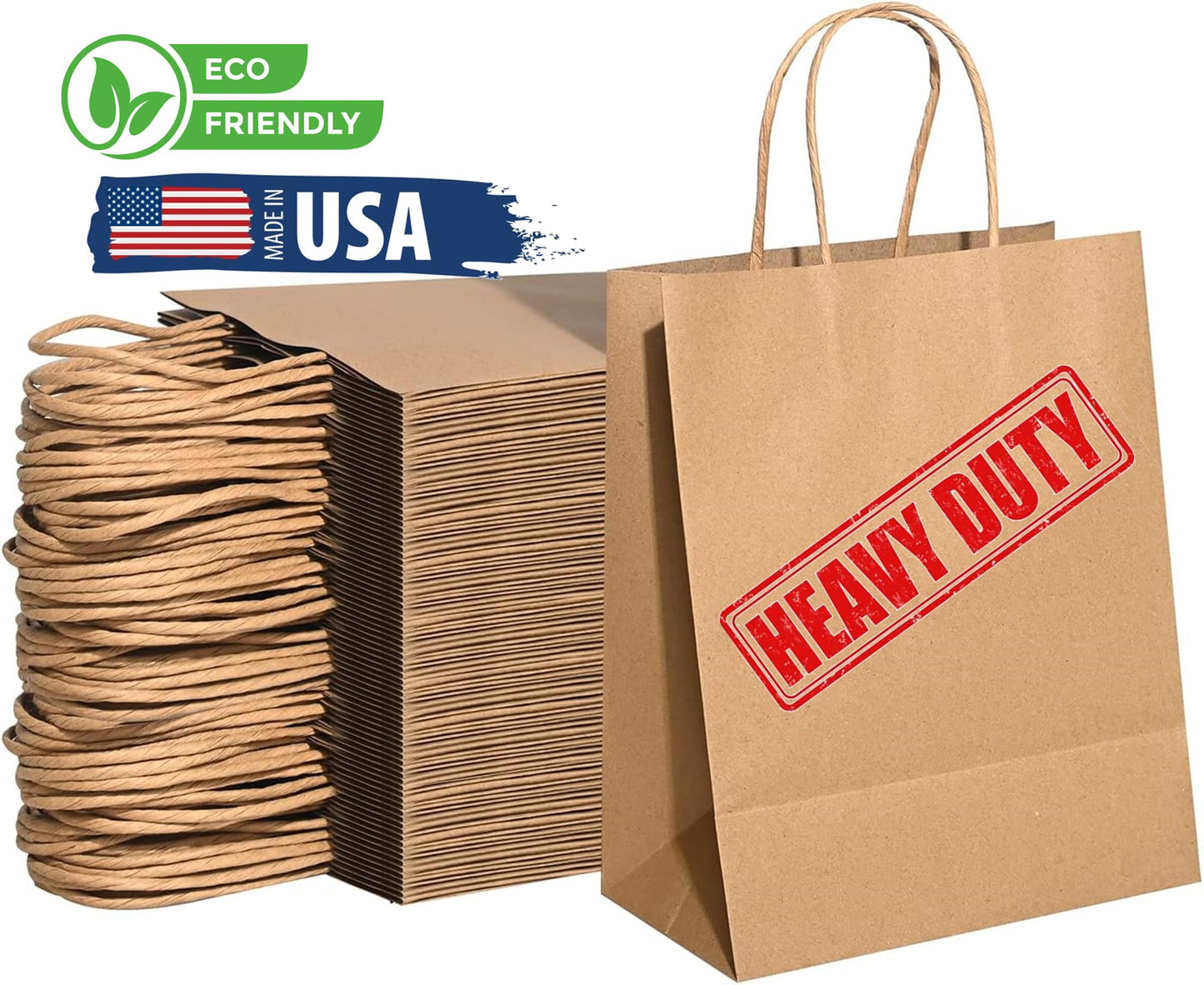 57 Lb Large Kraft Paper Grocery Bags with Handles - 12 x 17 x 7 - Durable, Reusable & Eco-Friendly Shopping Bags, Brown Kraft Take-Out Bags for Retail, To-Go, Any Occasion