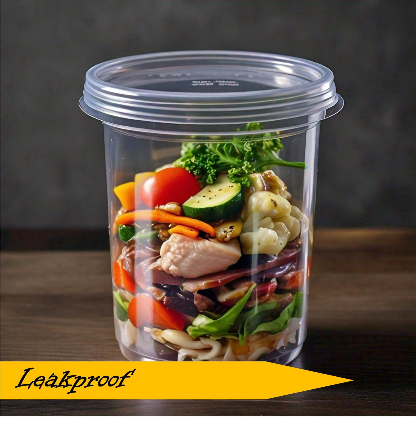 Mr. Miracle 16 Oz Food and Multi-Purpose Plastic Deli Containers with Matching Lids. Sealable. Non-Leaking. Microwavable, Freezer and Dishwasher Safe
