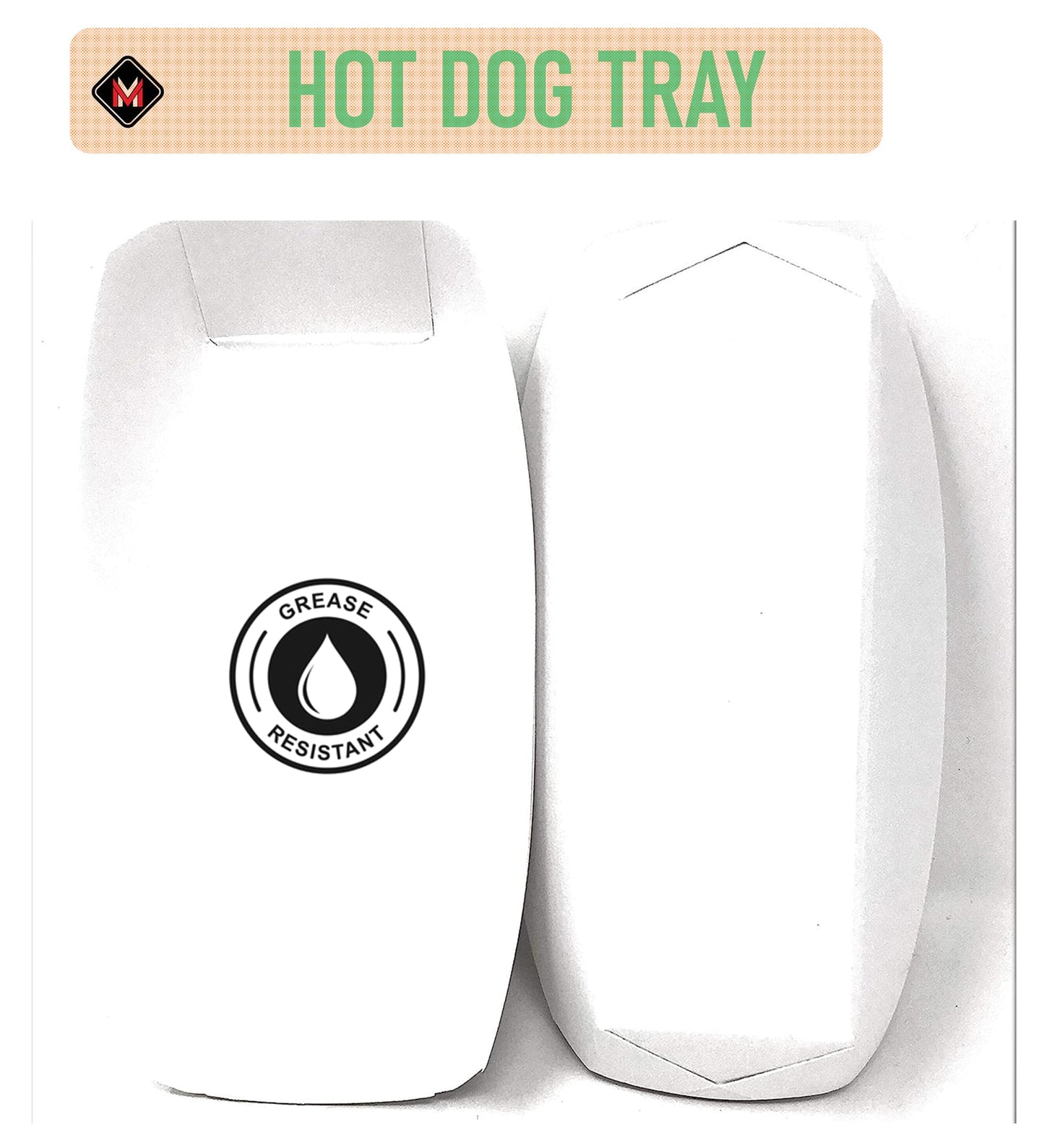Mr Miracle 7 Inch Paper Hot Dog Tray in Red White Pattern. Disposable, Recyclable and Fully Biodegradable.
