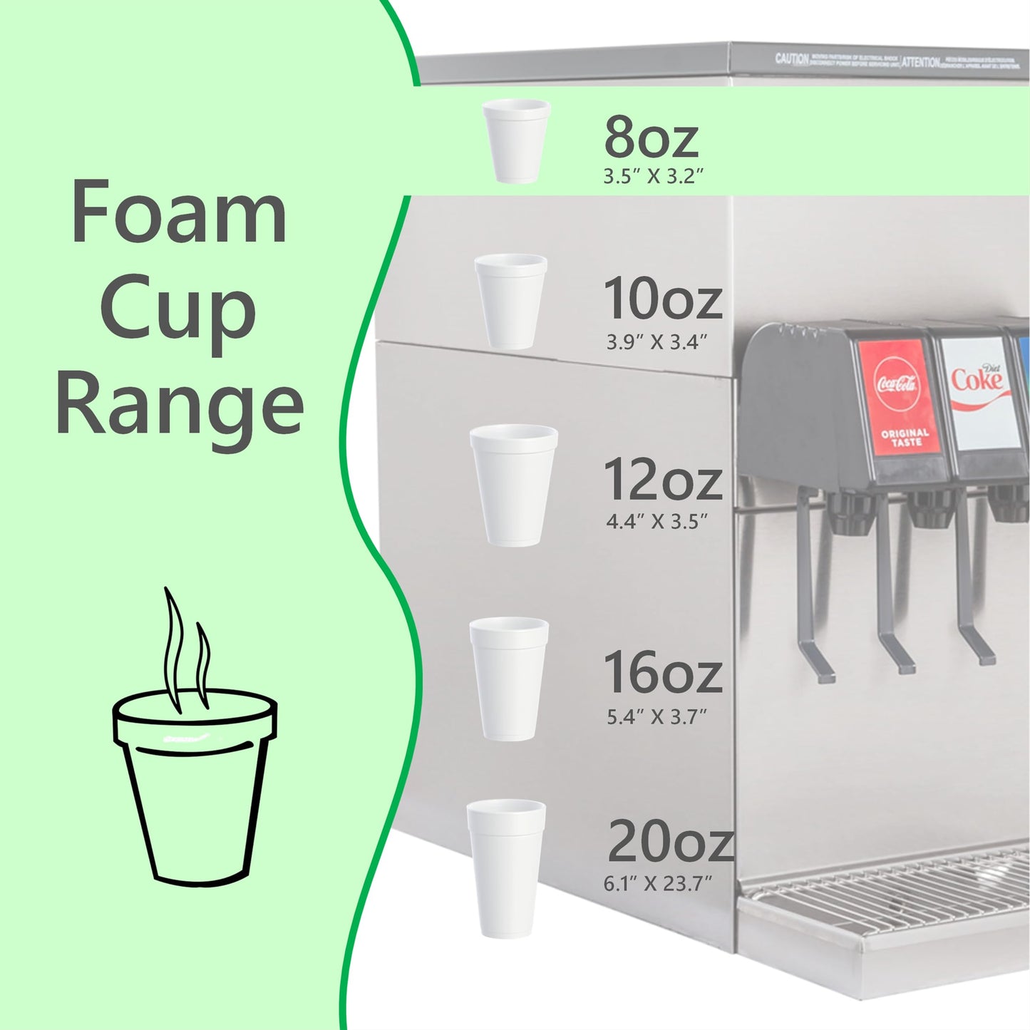 Foam Cups for Hot and Cold Drinks With Lids, USA-Made 50-Pack - Ideal Styrofoam Coffee Cups, Insulating To-Go Cups for Soda, Tea, Juice - Sturdy, Disposable and comparable to Industry standard