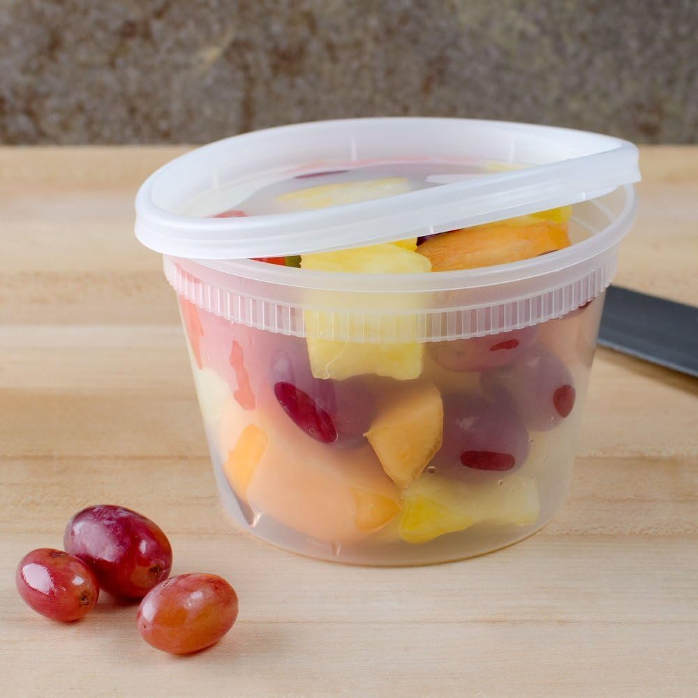 Mr. Miracle 16 Oz Food and Multi-Purpose Plastic Deli Containers with Matching Lids. Sealable. Non-Leaking. Microwavable, Freezer and Dishwasher Safe