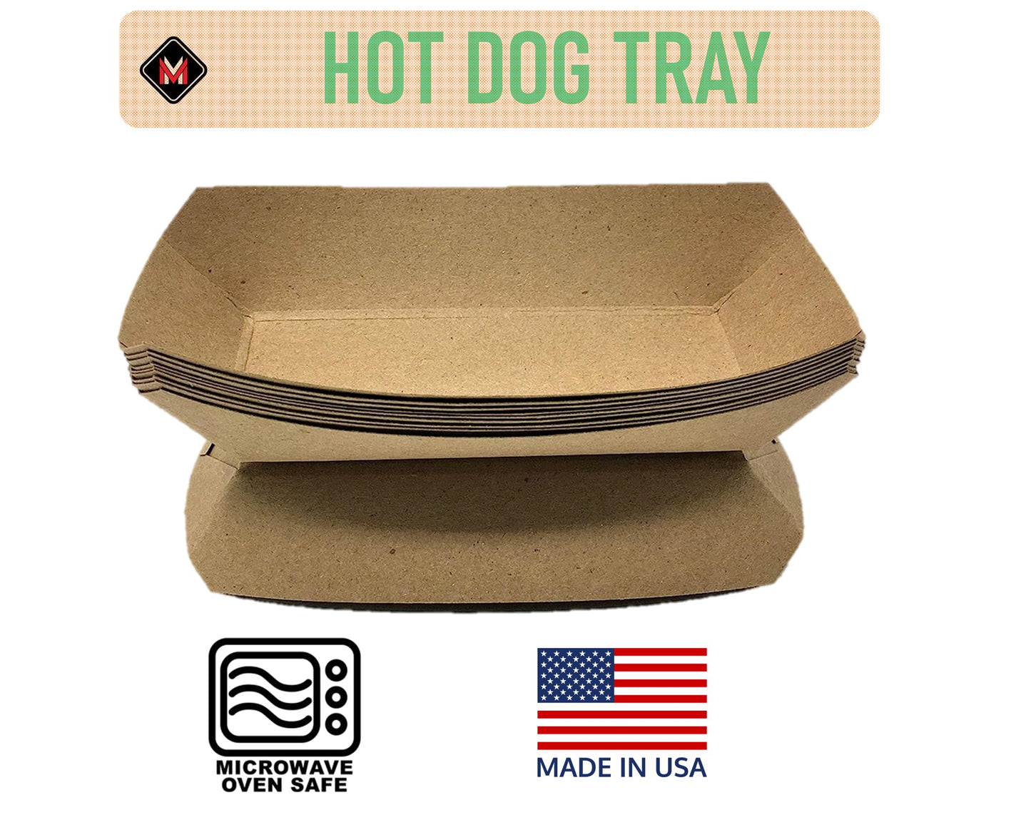 Mr Miracle 7 Inch Paper Hot Dog Tray in Red White Pattern. Disposable, Recyclable and Fully Biodegradable.