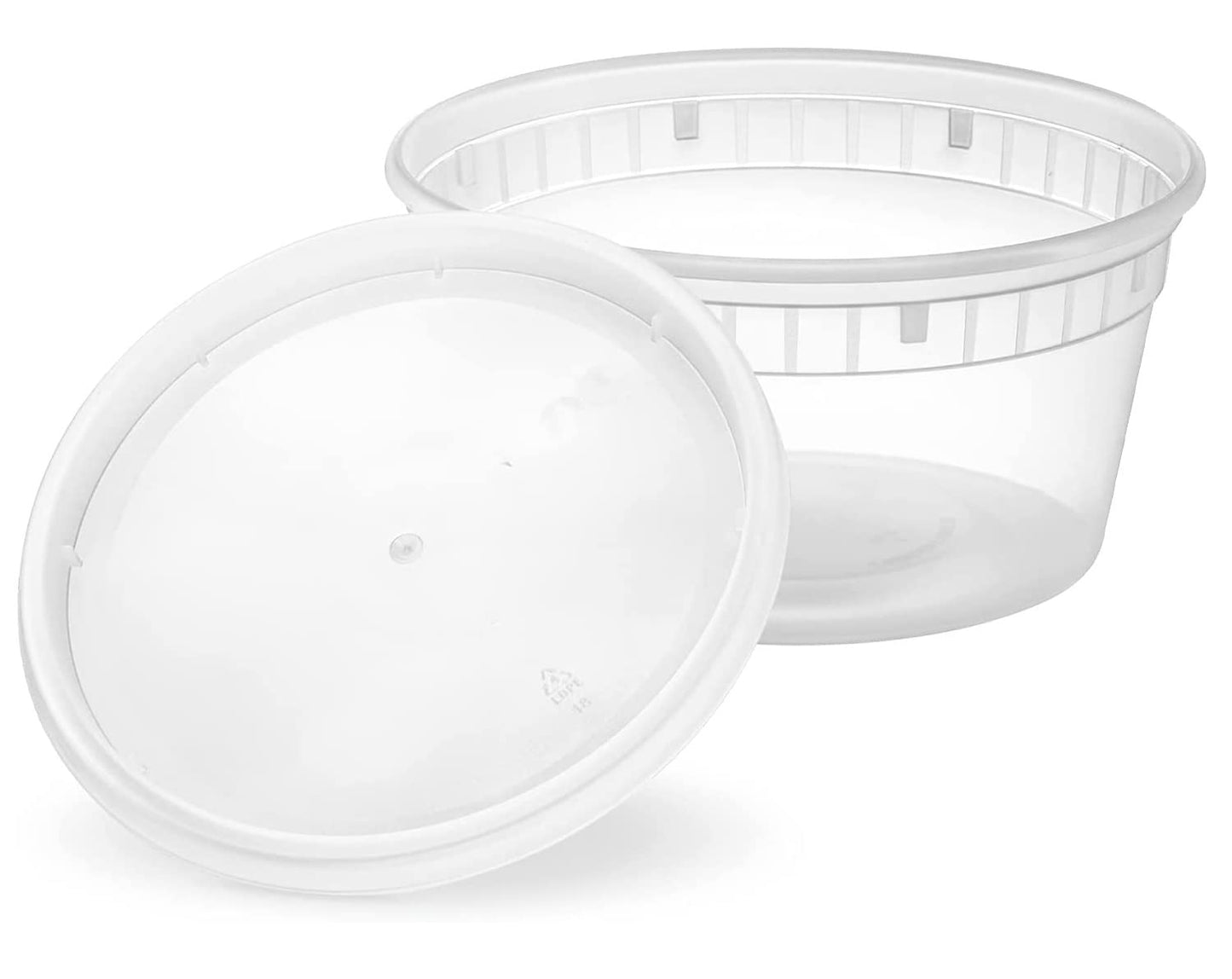 Mr. Miracle 16 Oz Food and Multi-Purpose Plastic Deli Containers with Matching Lids. Sealable. Non-Leaking. Microwavable, Freezer and Dishwasher Safe