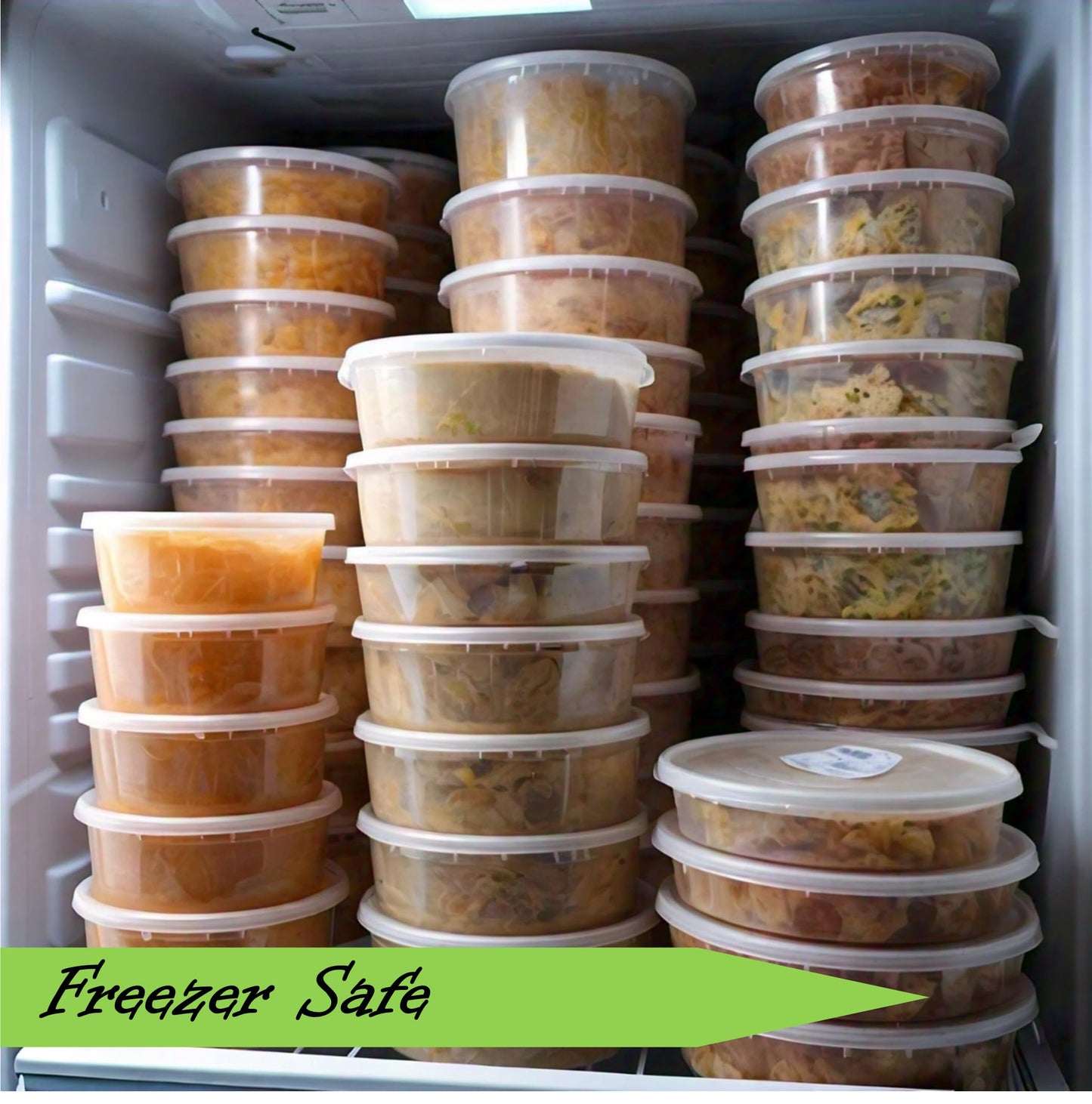 Mr. Miracle 16 Oz Food and Multi-Purpose Plastic Deli Containers with Matching Lids. Sealable. Non-Leaking. Microwavable, Freezer and Dishwasher Safe