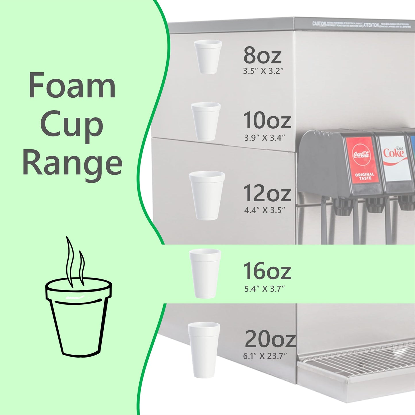 Foam Cups for Hot and Cold Drinks With Lids, USA-Made 50-Pack - Ideal Styrofoam Coffee Cups, Insulating To-Go Cups for Soda, Tea, Juice - Sturdy, Disposable and comparable to Industry standard
