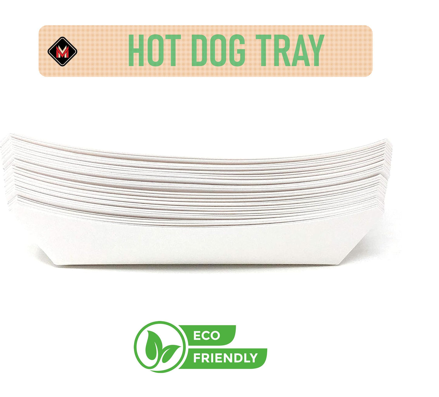 Mr Miracle 7 Inch Paper Hot Dog Tray in Red White Pattern. Disposable, Recyclable and Fully Biodegradable.