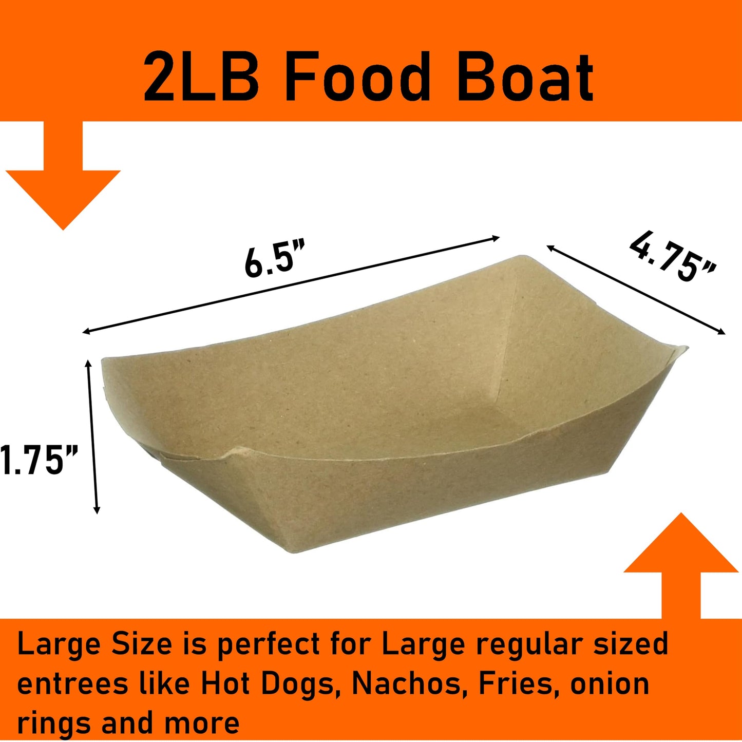 Mr Miracle Kraft Paper Food Tray. 2 Pound Size. Disposable, Recyclable and Fully Biodegradable. Made in USA