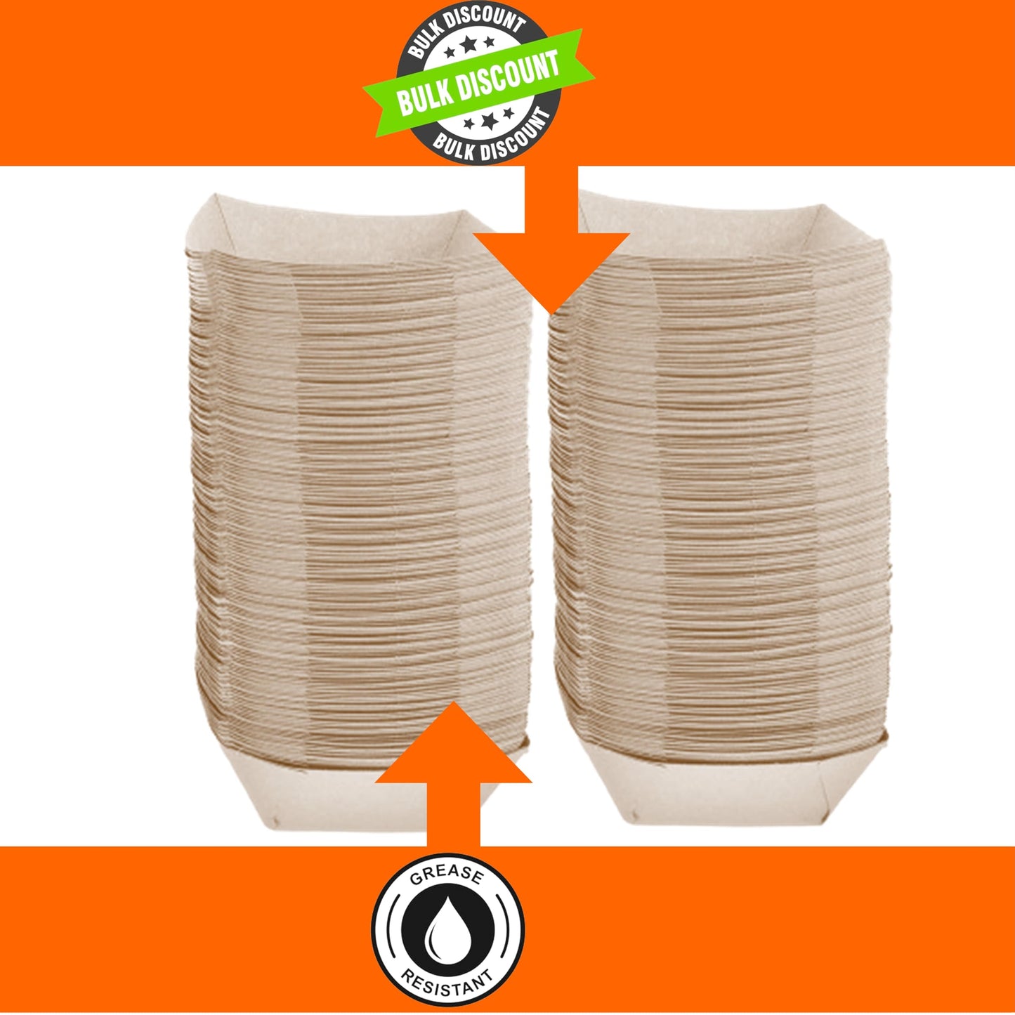 Mr Miracle Kraft Paper Food Tray. 2 Pound Size. Disposable, Recyclable and Fully Biodegradable. Made in USA