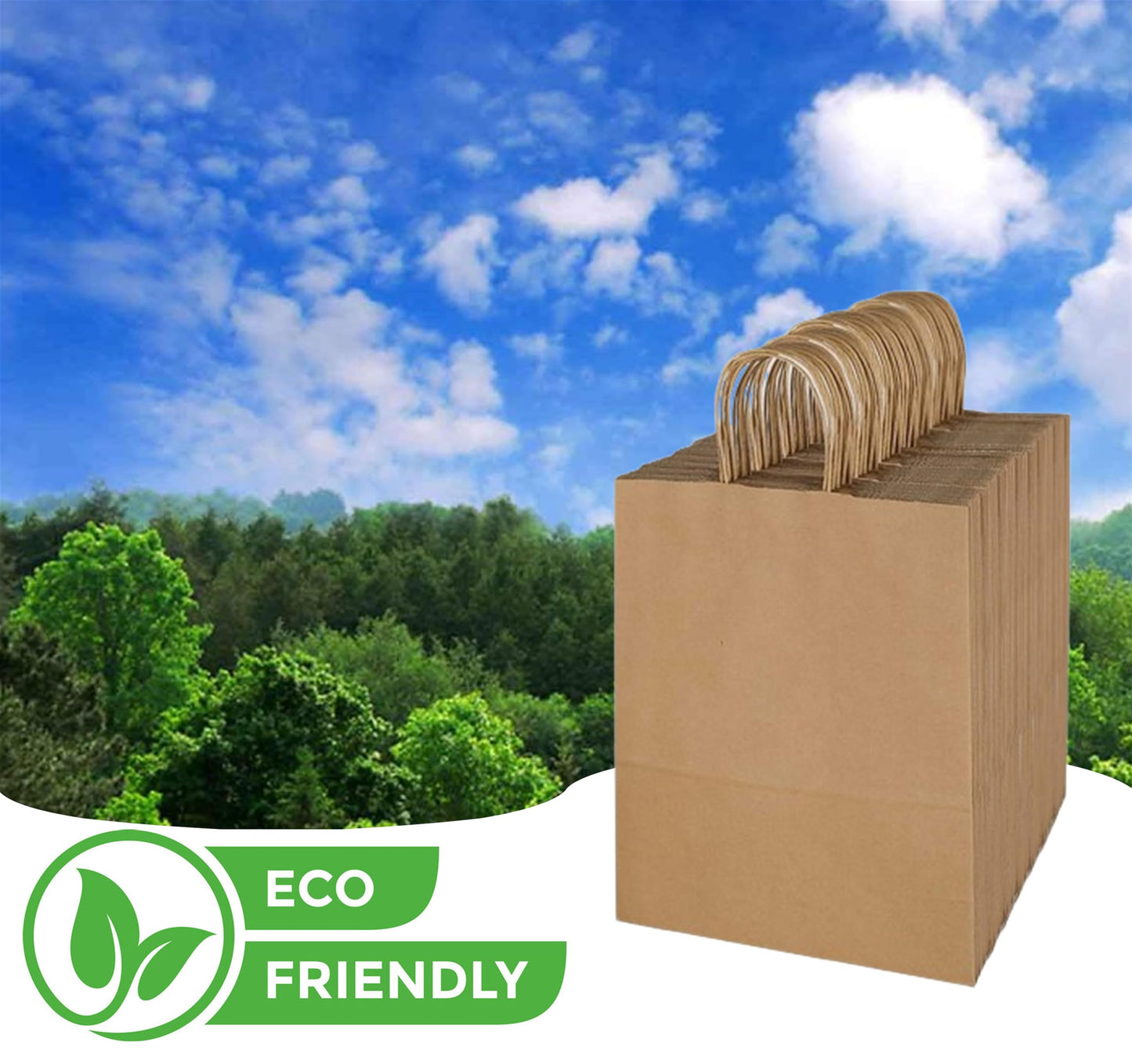 Premium Paper Bags with Handles - Multi-Pack, Ideal for Shopping, Wedding, Business, Retail, Craft, Gifts & More - Durable, 100% Recyclable Quality