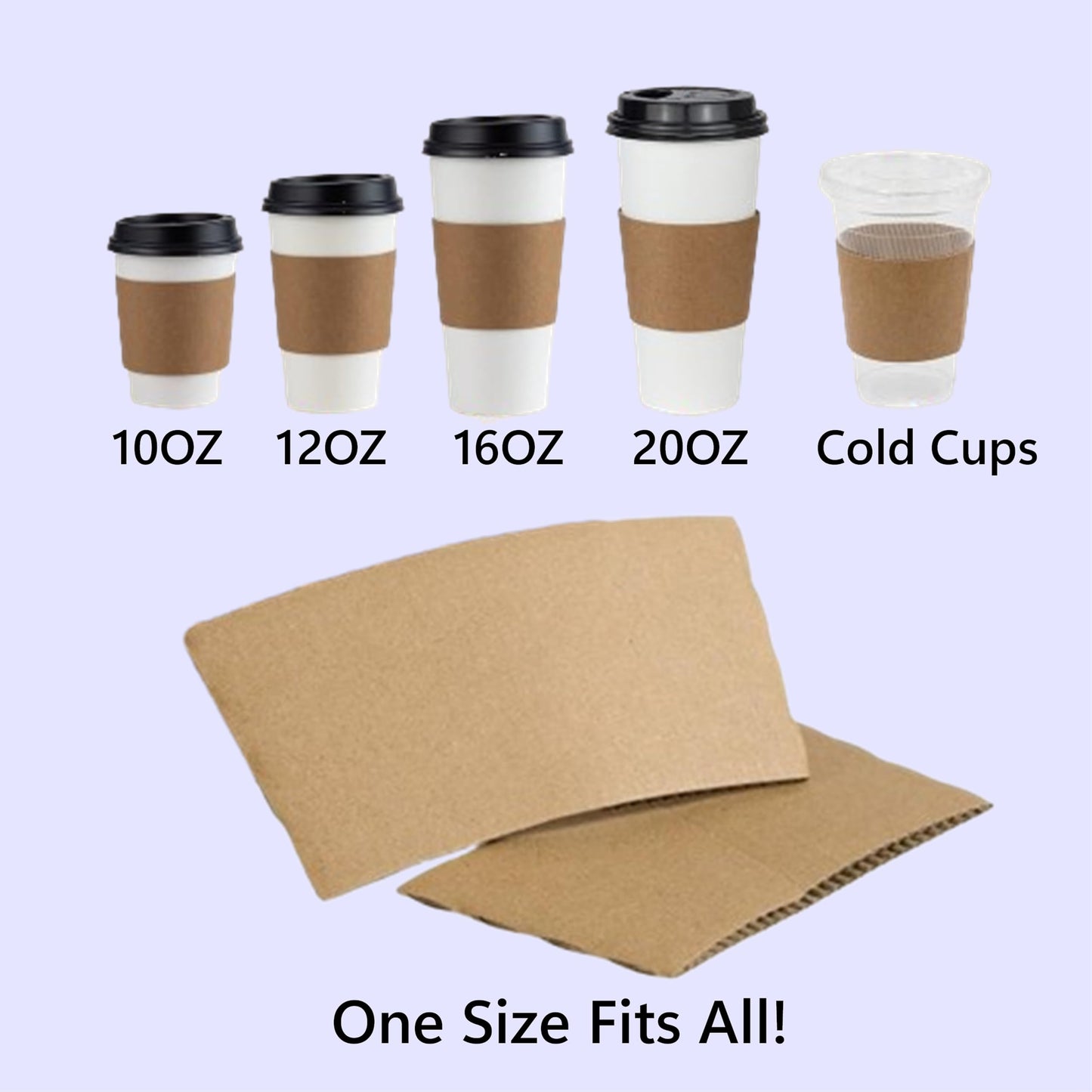 Mr Miracle Disposable Brown Coffee Sleeves - Eco-Friendly Kraft Jacket Beverage Sleeves for Paper Cups, Fits 10-20oz - Bulk Coffee Sleeves Multi Pack for Cafés & Shops