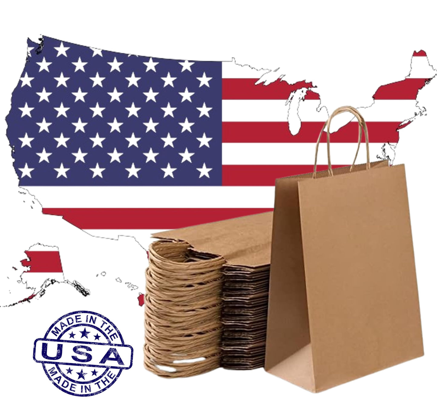 Premium Paper Bags with Handles - Multi-Pack, Ideal for Shopping, Wedding, Business, Retail, Craft, Gifts & More - Durable, 100% Recyclable Quality