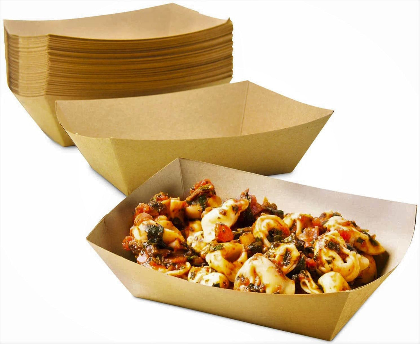 Mr Miracle Kraft Paper Food Tray. 2 Pound Size. Disposable, Recyclable and Fully Biodegradable. Made in USA