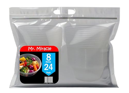 Mr. Miracle 16 Oz Food and Multi-Purpose Plastic Deli Containers with Matching Lids. Sealable. Non-Leaking. Microwavable, Freezer and Dishwasher Safe