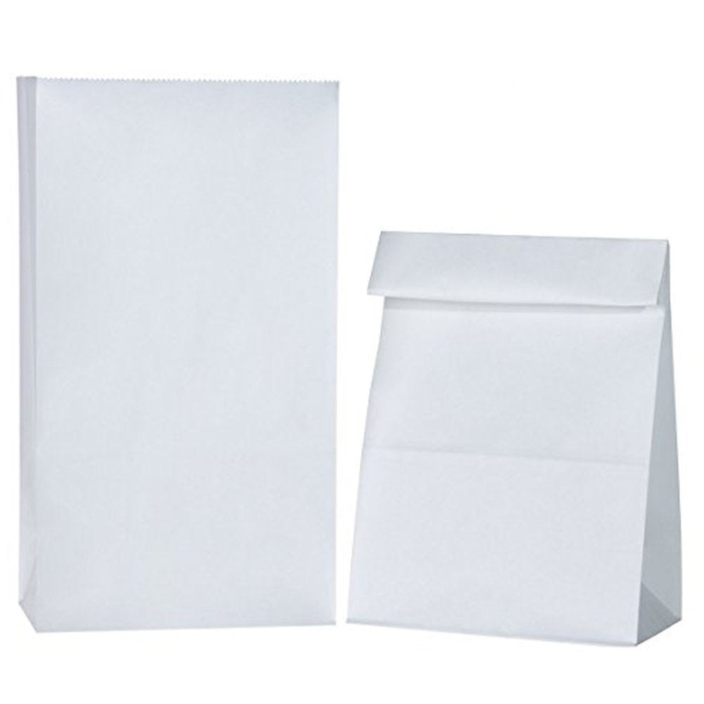6LB White Paper Lunch Bags - Pack of 200 Durable, Recyclable, and Biodegradable Snack Bags for Food Storage - Great for Lunch, Crafts, Concessions, Cafes, and Delis