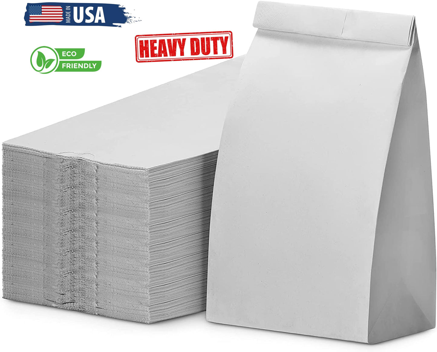 6LB White Paper Lunch Bags - Pack of 200 Durable, Recyclable, and Biodegradable Snack Bags for Food Storage - Great for Lunch, Crafts, Concessions, Cafes, and Delis