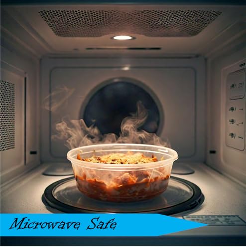 Mr. Miracle 16 Oz Food and Multi-Purpose Plastic Deli Containers with Matching Lids. Sealable. Non-Leaking. Microwavable, Freezer and Dishwasher Safe