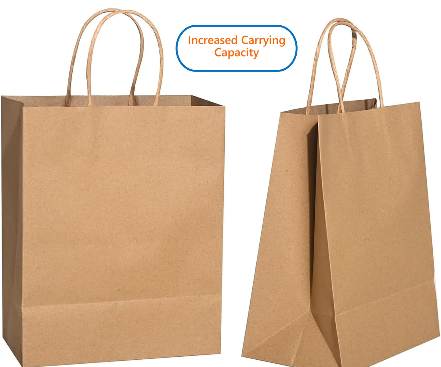 57 Lb Large Kraft Paper Grocery Bags with Handles - 12 x 17 x 7 - Durable, Reusable & Eco-Friendly Shopping Bags, Brown Kraft Take-Out Bags for Retail, To-Go, Any Occasion