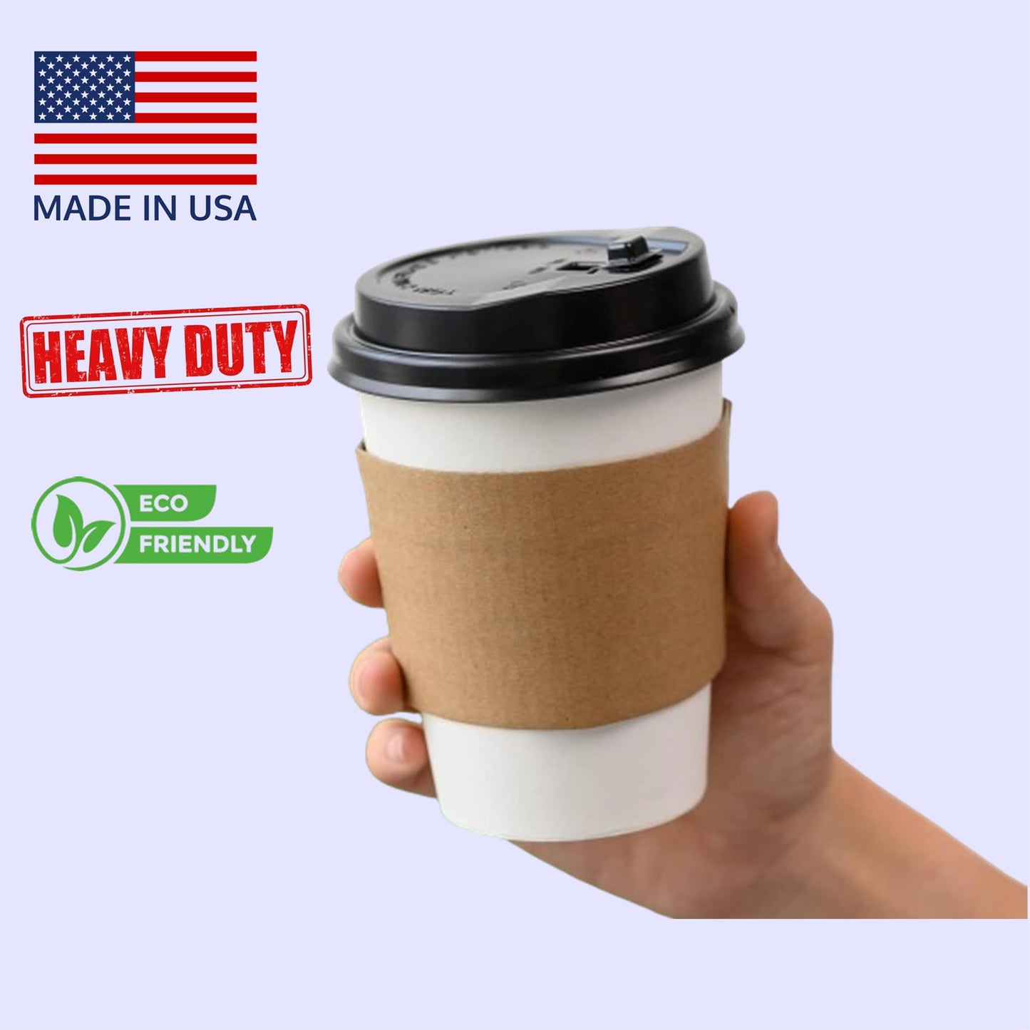 Mr Miracle Disposable Brown Coffee Sleeves - Eco-Friendly Kraft Jacket Beverage Sleeves for Paper Cups, Fits 10-20oz - Bulk Coffee Sleeves Multi Pack for Cafés & Shops