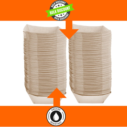 Mr Miracle Kraft Paper Food Tray. 1/4 - Pound Size. Disposable, Recyclable and Fully Biodegradable. Made in USA
