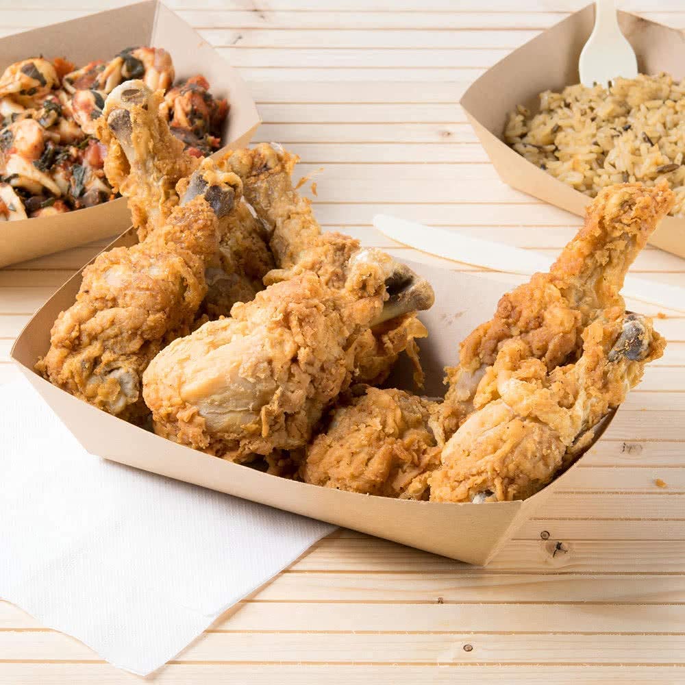 Kraft Paper Food Tray. 3 Pound Size. Disposable, Recyclable and Fully Biodegradable. Made in USA