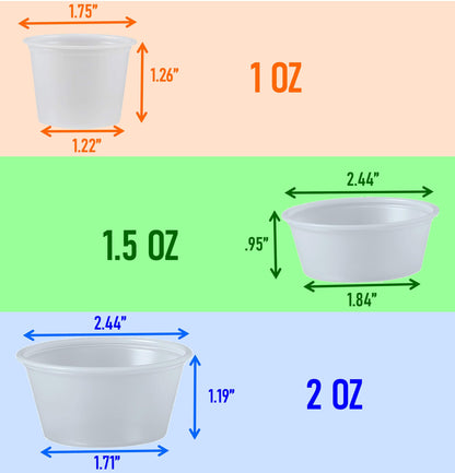 Mr. Miracle Jello Shot Souffle Cups and Lids. Translucent. Multi Packs