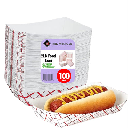 Mr Miracle Kraft Paper Food Tray. 2 Pound Size. Disposable, Recyclable and Fully Biodegradable. Made in USA