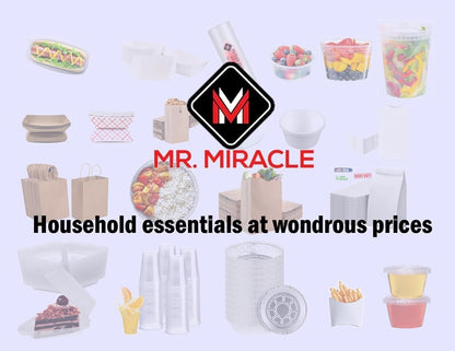 Mr Miracle Clamshell Containers - Clear Disposable Plastic To-Go, Leak-Resistant and Durable for Delivery like Uber Eats, Ideal for Cakes, Salads, Small Sandwich, Personalizable