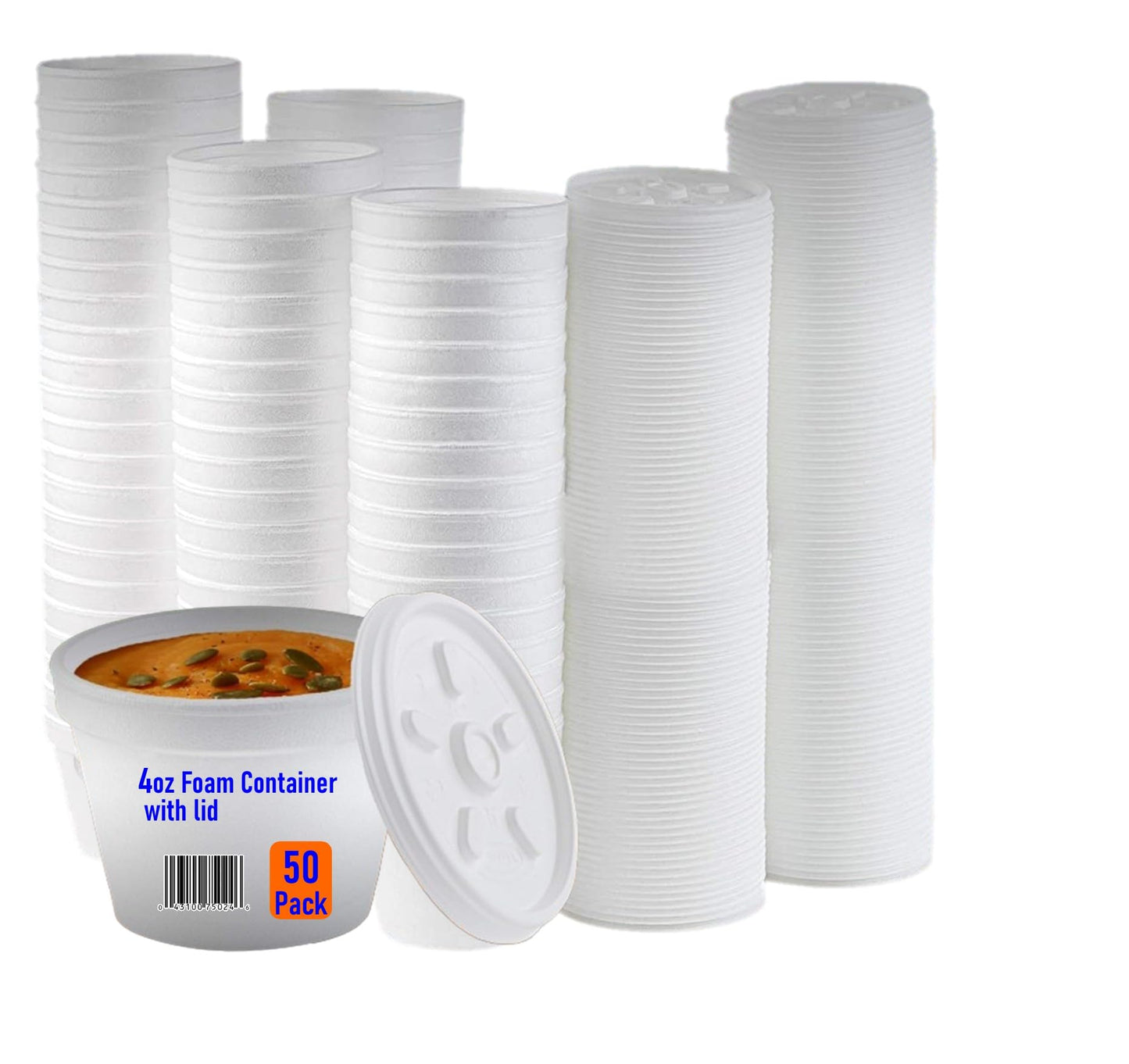 Mr Miracle 8 Ounce Foam Cup with Vented Lid in White. Hot and Cold Foods. For Ice Cream, Yogurt, Soup, Takeout, Carryout. Model MM-8SJ20/20JL