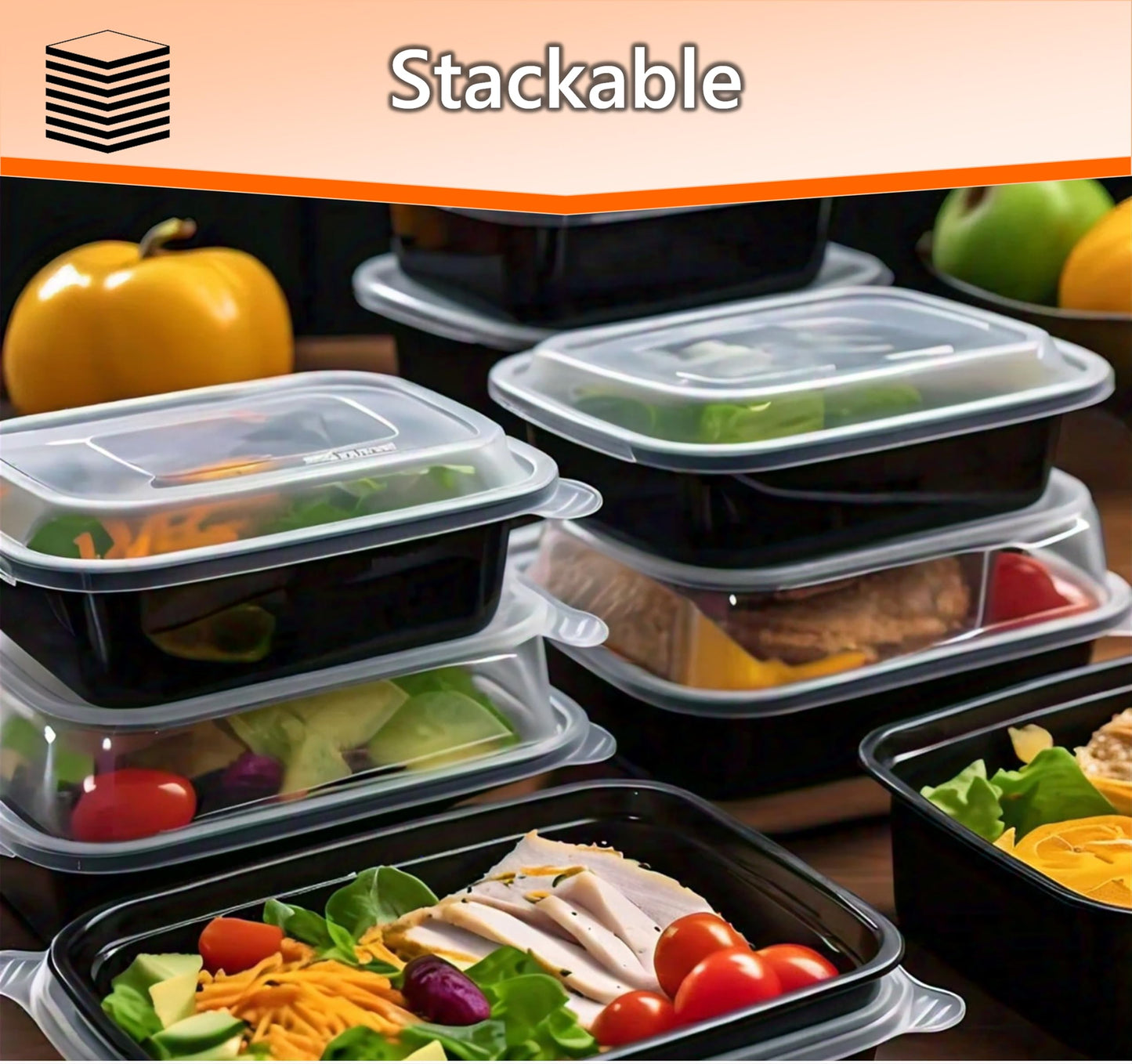 Mr Miracle Clear Plastic Takeout Containers - Durable and Sturdy Clamshell Food Boxes for To-Go and Storage Disposable Clam Shell Containers, Bulk Pack - Easy Open Hinge Design