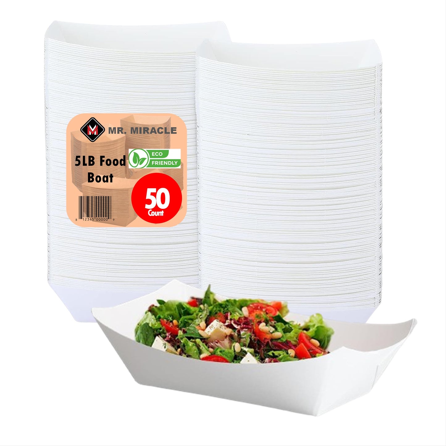 Mr Miracle Kraft Paper Food Tray. 5-Pound Size. Disposable, Recyclable and Fully Biodegradable. Made in USA