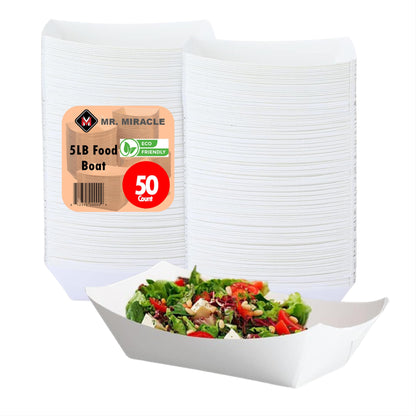 Mr Miracle Kraft Paper Food Tray. 5-Pound Size. Disposable, Recyclable and Fully Biodegradable. Made in USA