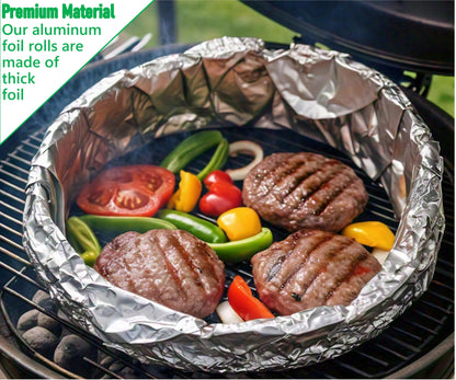 Heavy Duty Aluminum Foil Roll with Easy Tear Dispenser - 200 FT x 12 Inch Wide Tin Foil for Food Wrapping, BBQ, Grilling & Roasting - Non-Stick Aluminum Roll for Kitchen Use