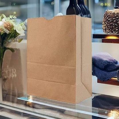 57 Lb Large Kraft Paper Grocery Bags with Handles - 12 x 17 x 7 - Durable, Reusable & Eco-Friendly Shopping Bags, Brown Kraft Take-Out Bags for Retail, To-Go, Any Occasion