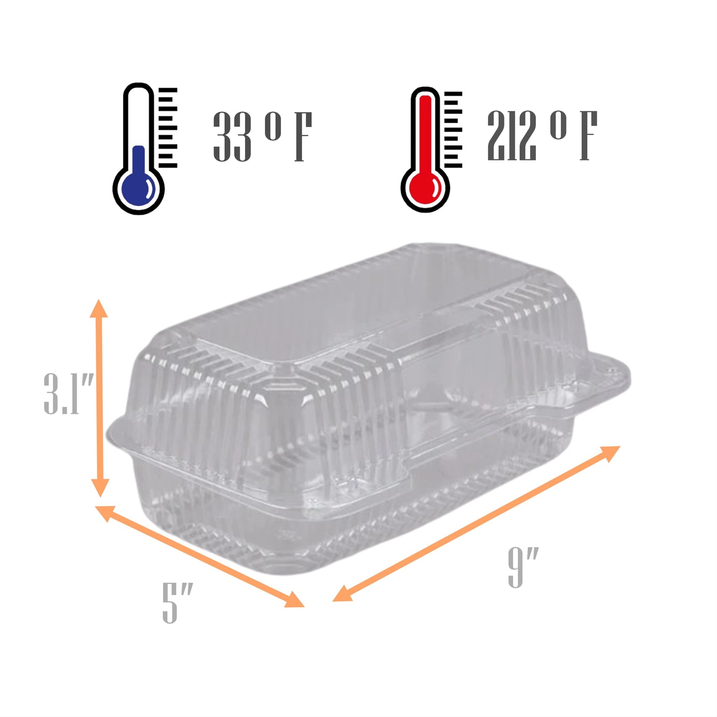 Mr Miracle Clamshell Containers - Clear Disposable Plastic To-Go, Leak-Resistant and Durable for Delivery like Uber Eats, Ideal for Cakes, Salads, Small Sandwich, Personalizable