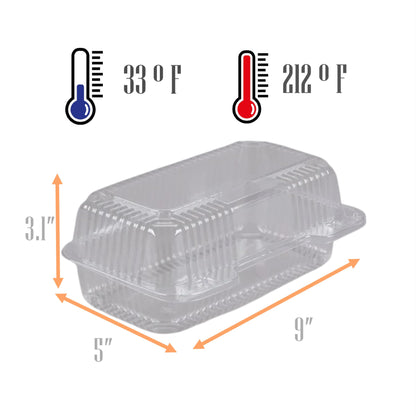 Mr Miracle Clamshell Containers - Clear Disposable Plastic To-Go, Leak-Resistant and Durable for Delivery like Uber Eats, Ideal for Cakes, Salads, Small Sandwich, Personalizable