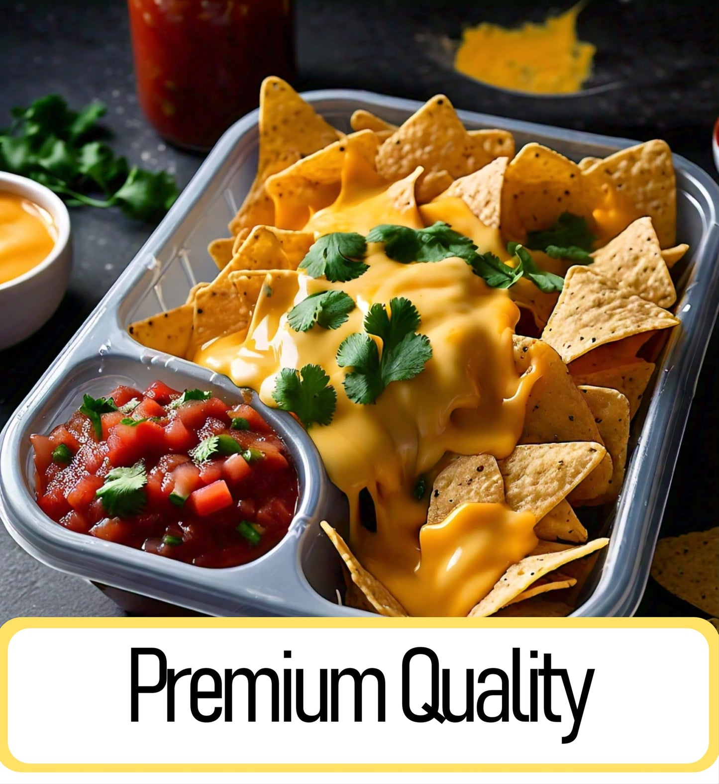 Mr Miracle Disposable Plastic Nacho Trays with 2 Compartments - 12oz Crystal Clear Nachos Trays for Cheese Dip, Concession Stands, Movie Nights & Sports Parties - Leak-Resistant & Freezer Safe…